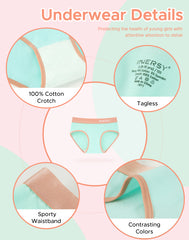 Girls‘ Aged 8-16 Contrasting Color Briefs 6-Pack