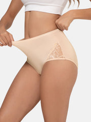 Women's High Waisted Lace Full Coverage Briefs 4-Pack
