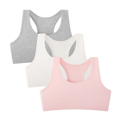 Girls’ Cotton Racerback Sports Bras 3-Pack