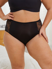 Women's Plus Size Lace Nylon High Waisted Briefs 3-Pack