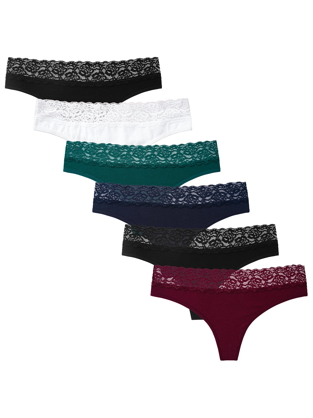 Ayshie Women's Floral Lace Thong Panties Ladies 6-Pack Sexy Low