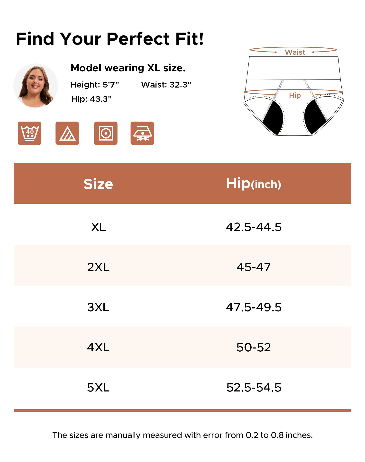 Women's Plus Size Hi-Waist Heavy Flow Period Underwear 3-Pack