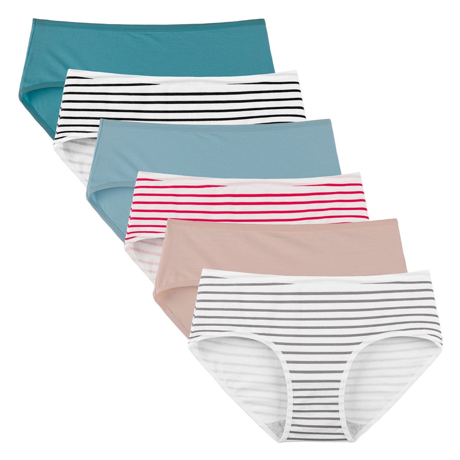 Women's Cotton Mid Waist Hipster 6-Pack