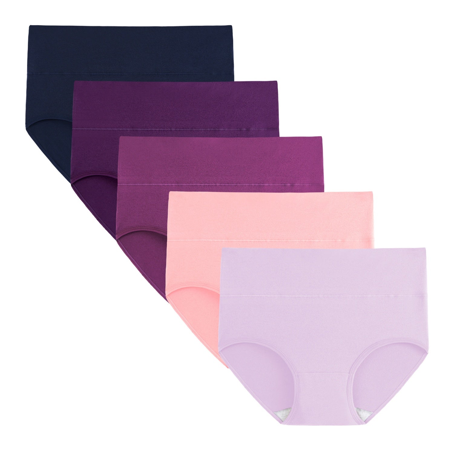 Senllori Lot De 5 Culottes Taille Haute En Coton Pour Femme - Contrôle Du Ventre, Confort Doux Multicolore