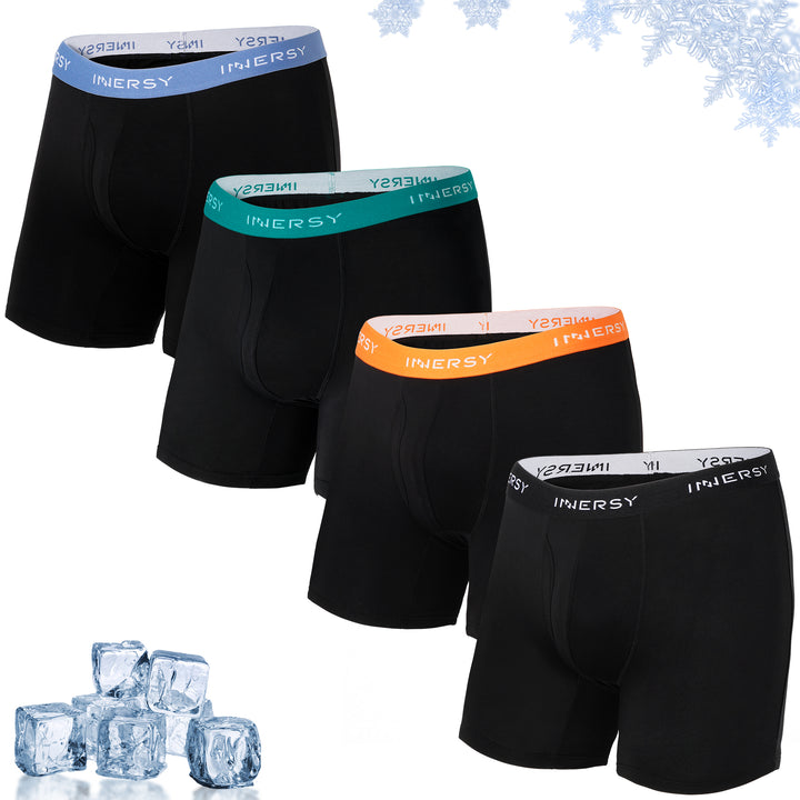 Men's Bamboo Viscose Boxer Briefs Moisture-Wicking Underwear 4-Pack