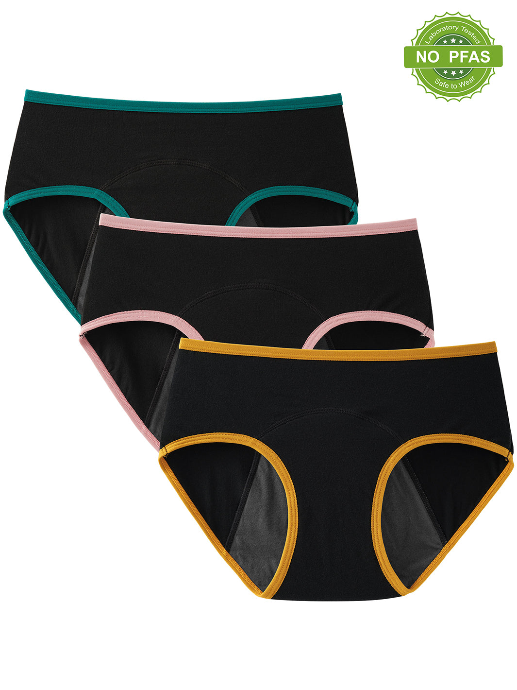 INNERSY Big Girls' Period Panties Cotton Menstrual Underwear For Teens  3-Pack (M(10-12 yrs), Beige/Pink/Green) 