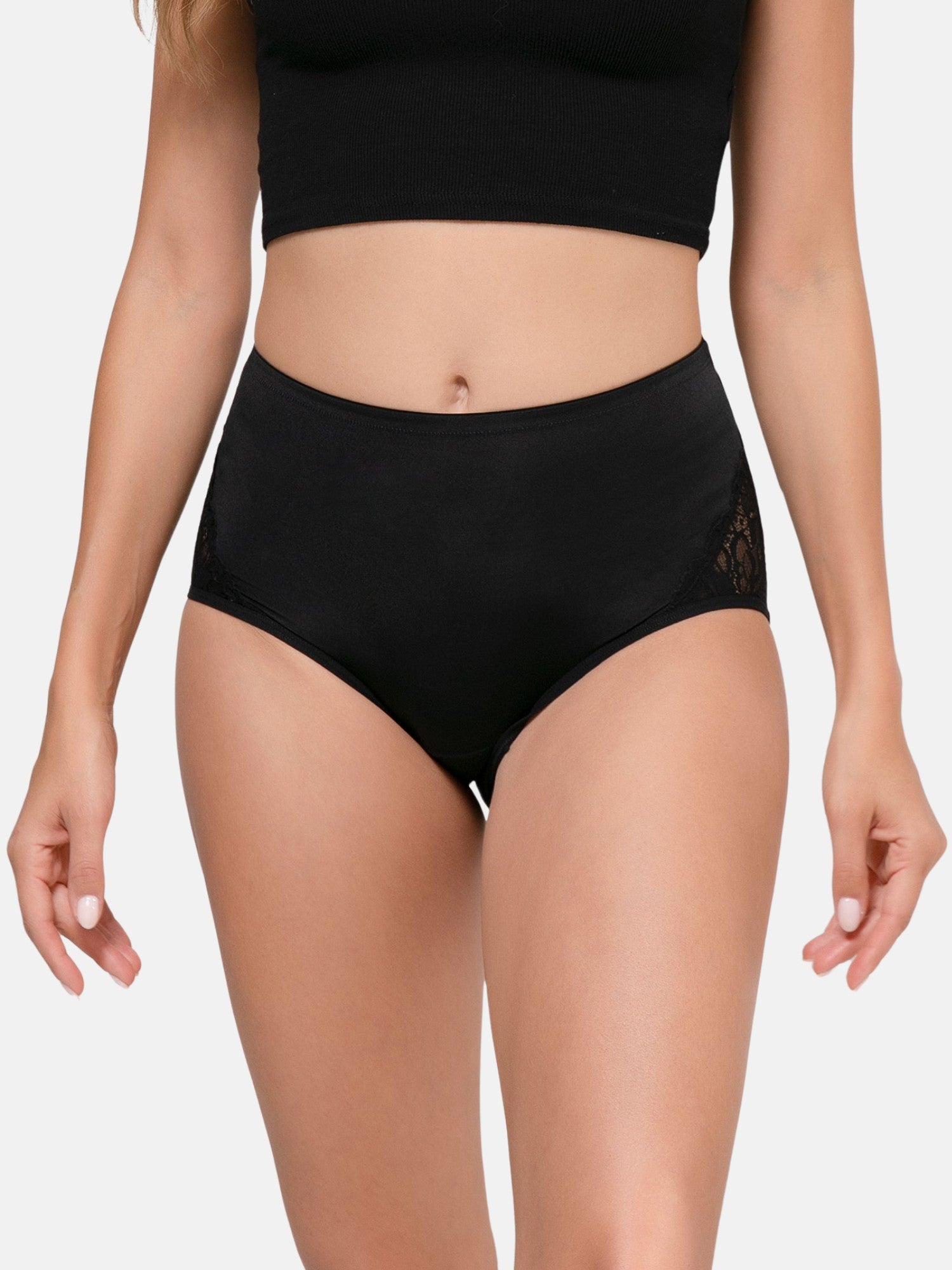 Women's High Waisted Lace Full Coverage Briefs 4-Pack