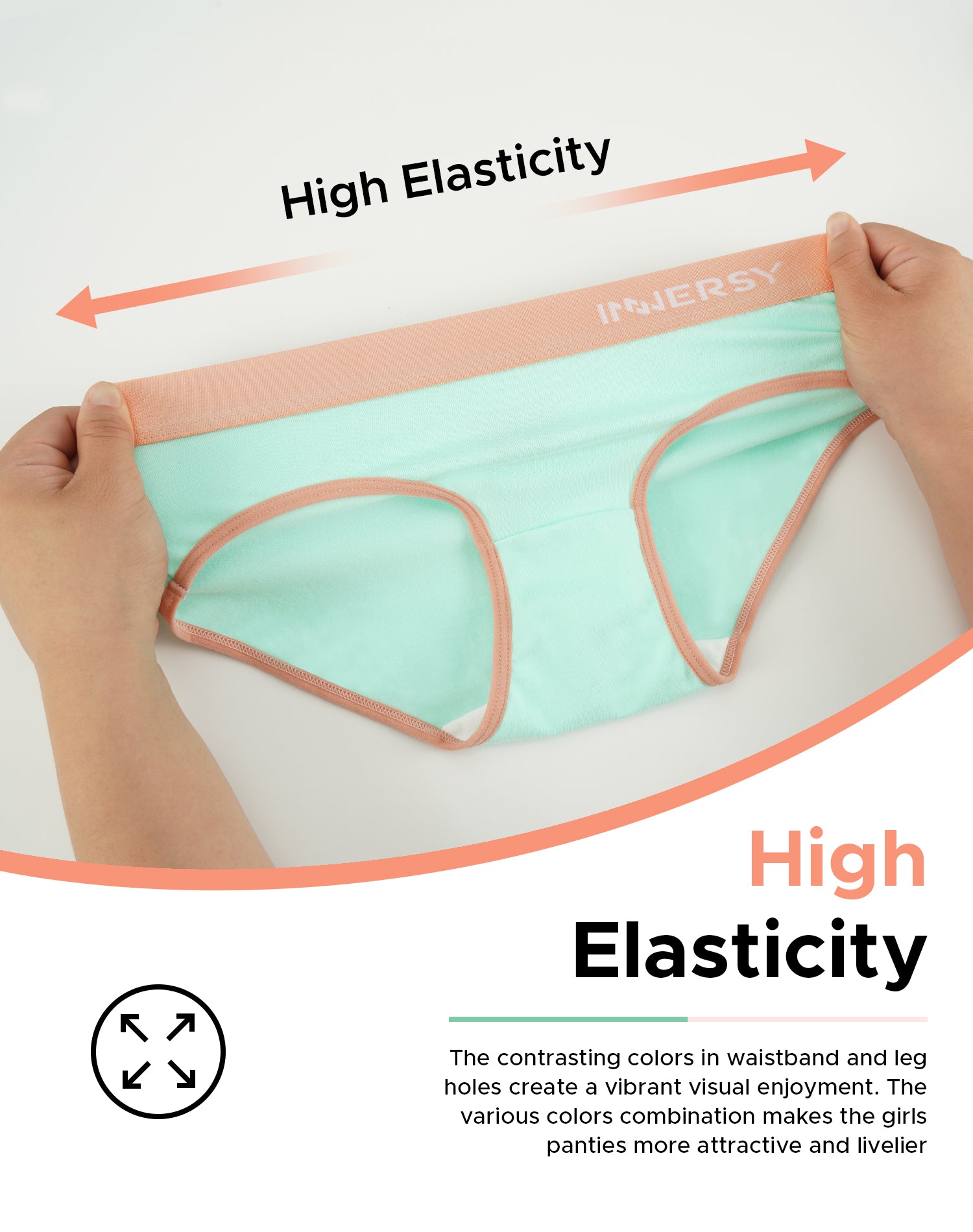 Girls‘ Aged 8-16 Contrasting Color Briefs 6-Pack