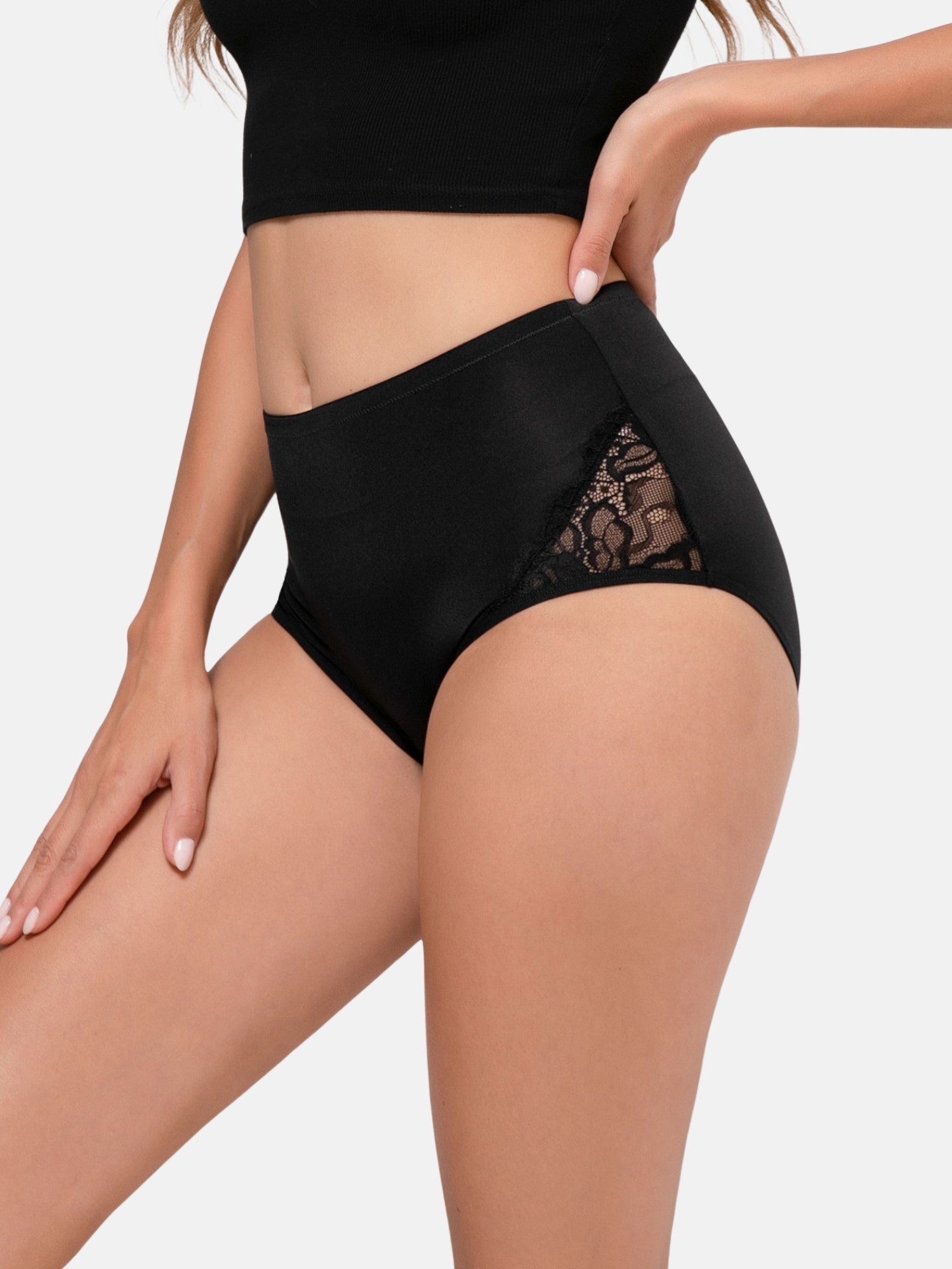 Women's High Waisted Lace Full Coverage Briefs 4-Pack