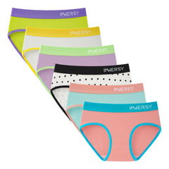 Girls Aged 8-16 Contrasting Color Briefs 6-Pack