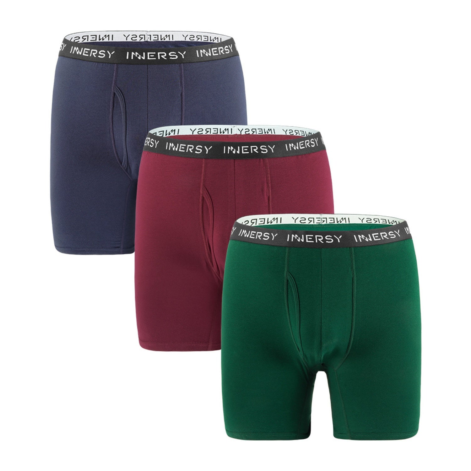 Men's Cotton Plus Size Long Leg Boxer Briefs 3-Pack