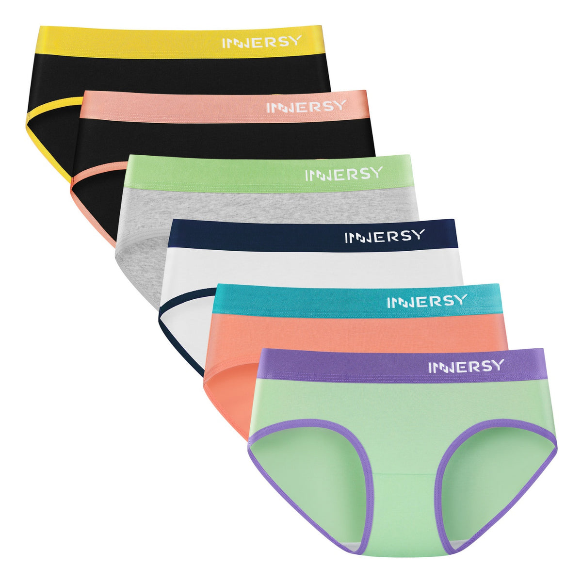 Girls‘ Aged 8-16 Contrasting Color Briefs 6-Pack