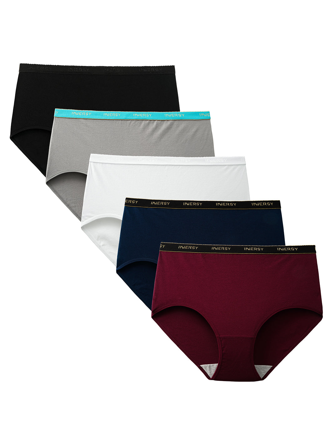 INNERSY Women's Plus Size XL-5XL Cotton Underwear High Waisted Stretchy  Briefs 5-Pack(XL,Light Mist)
