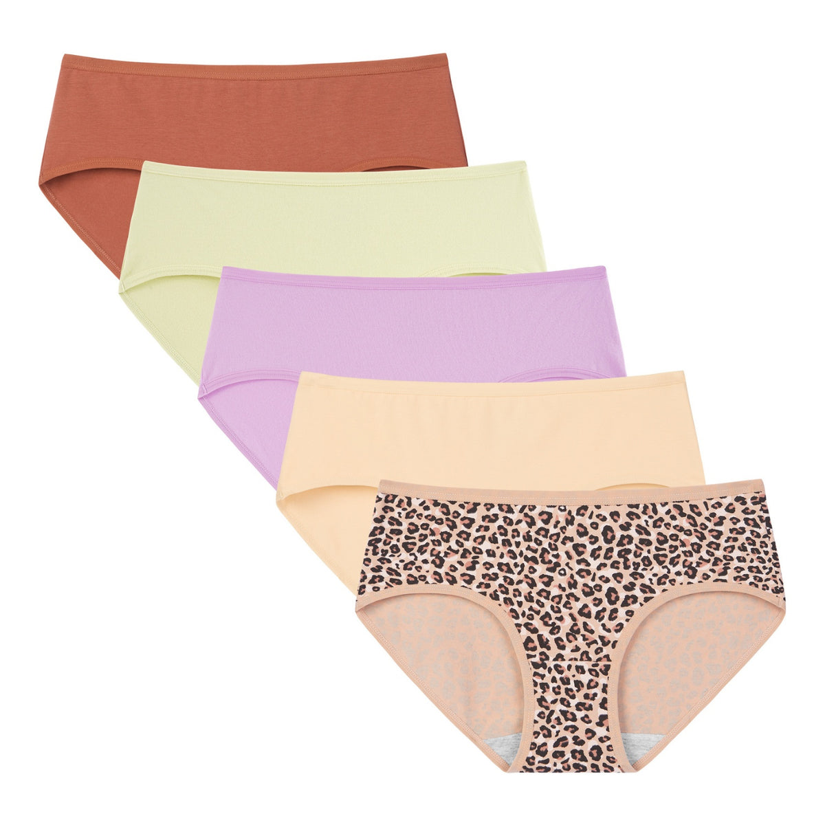 Women's Cotton Mid Waist Hipster 5-Pack