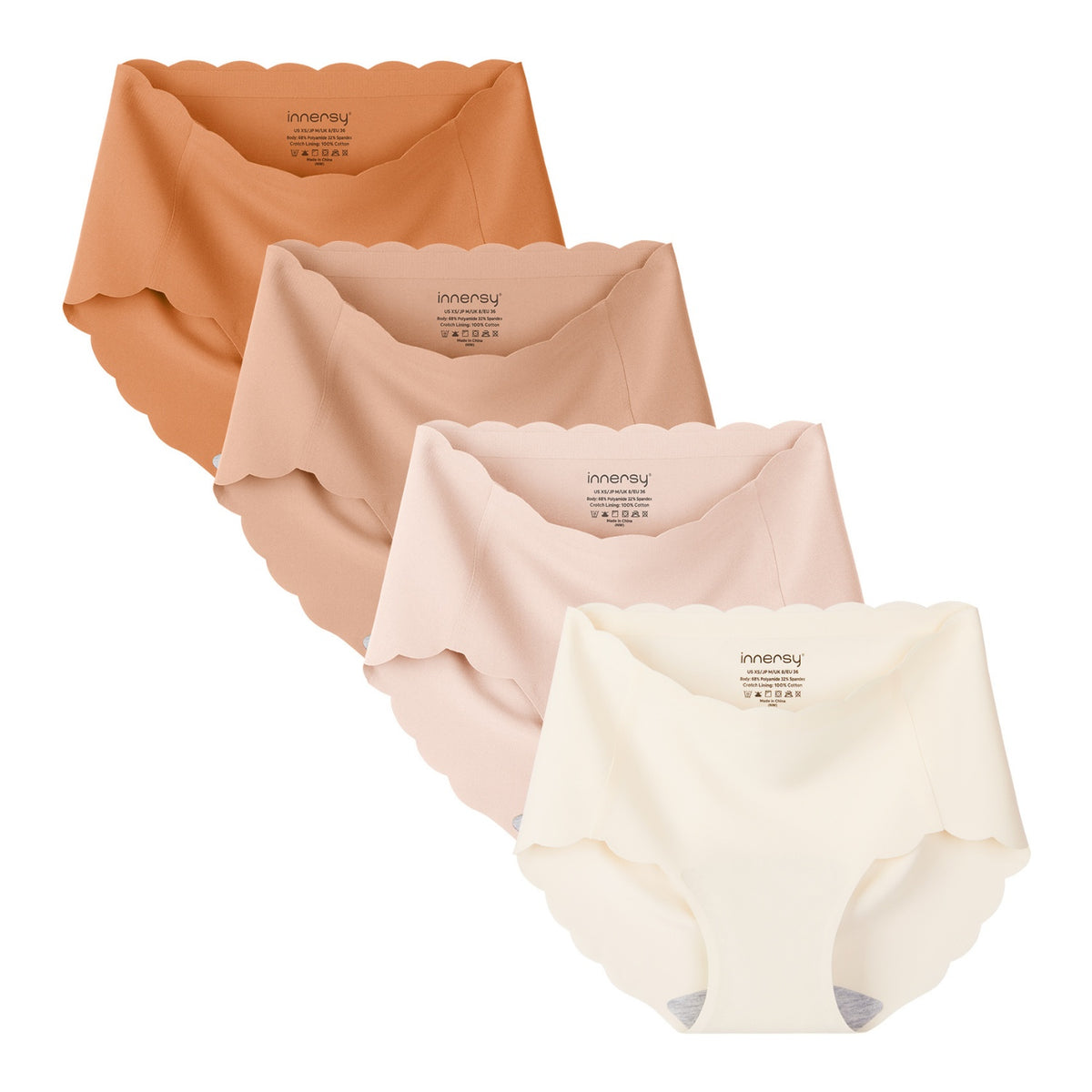 Women's Seamless No Show Wave Edge Hipsters 4-Pack