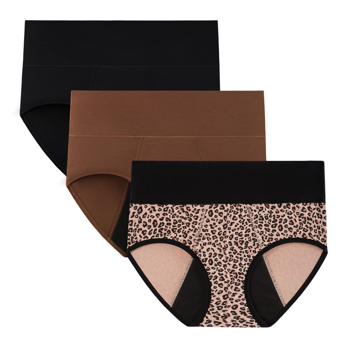 Women's Plus Size Hi-Waist Heavy Flow Period Underwear 3-Pack