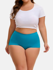 Women's Plus Size Cotton High Waist Boyshorts 4-Pack