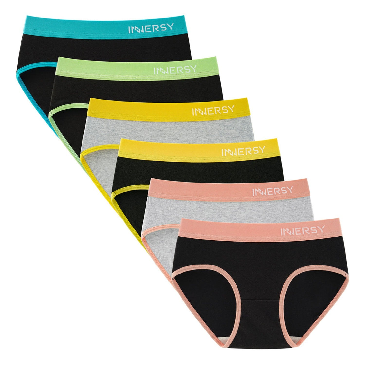 Girls Aged 8-16 Contrasting Color Briefs 6-Pack