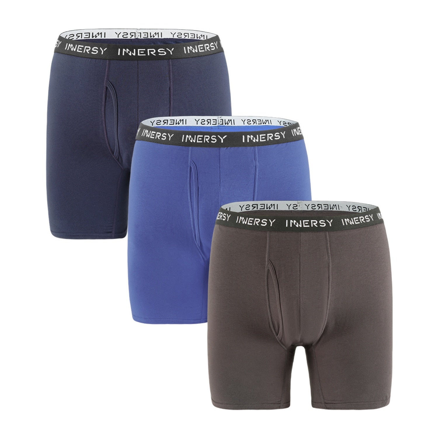 Men's Cotton Plus Size Long Leg Boxer Briefs 3-Pack