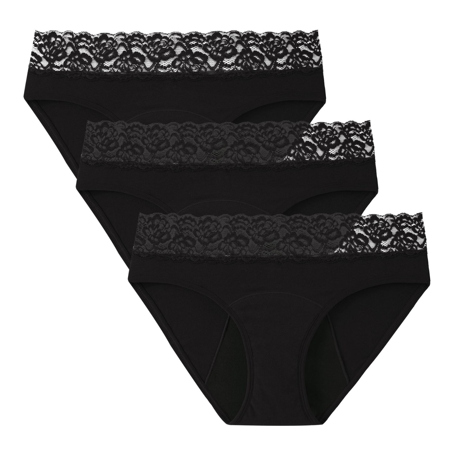 Women's Cotton Lace Period Underwear 3-Pack
