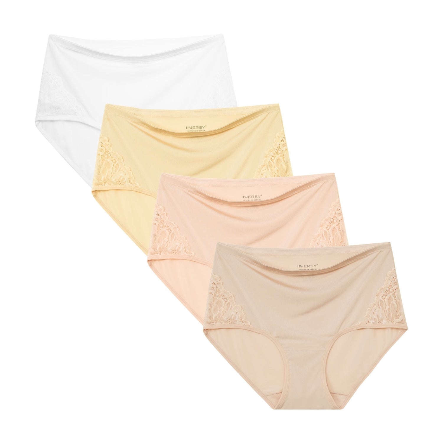 Women's High Waisted Lace Full Coverage Briefs 4-Pack