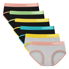 Girls‘ Aged 8-16 Contrasting Color Briefs 6-Pack