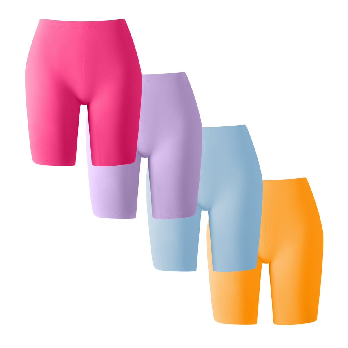 Women's High Waisted Cotton Slip Shorts 4-Pack