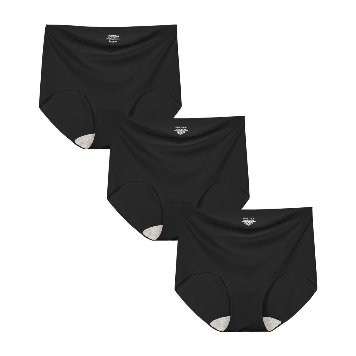 Women's Plus Size High Waisted Seamless Briefs 3-Pack