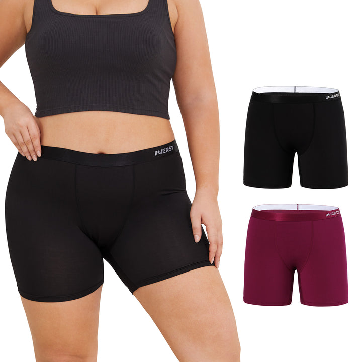 Women's Modal Plus Size Boyshorts Panties 2-Pack