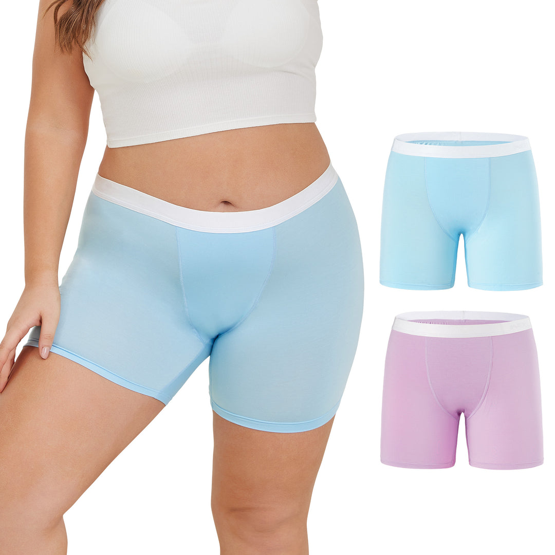 Women's Modal Plus Size Boyshorts Panties 2-Pack