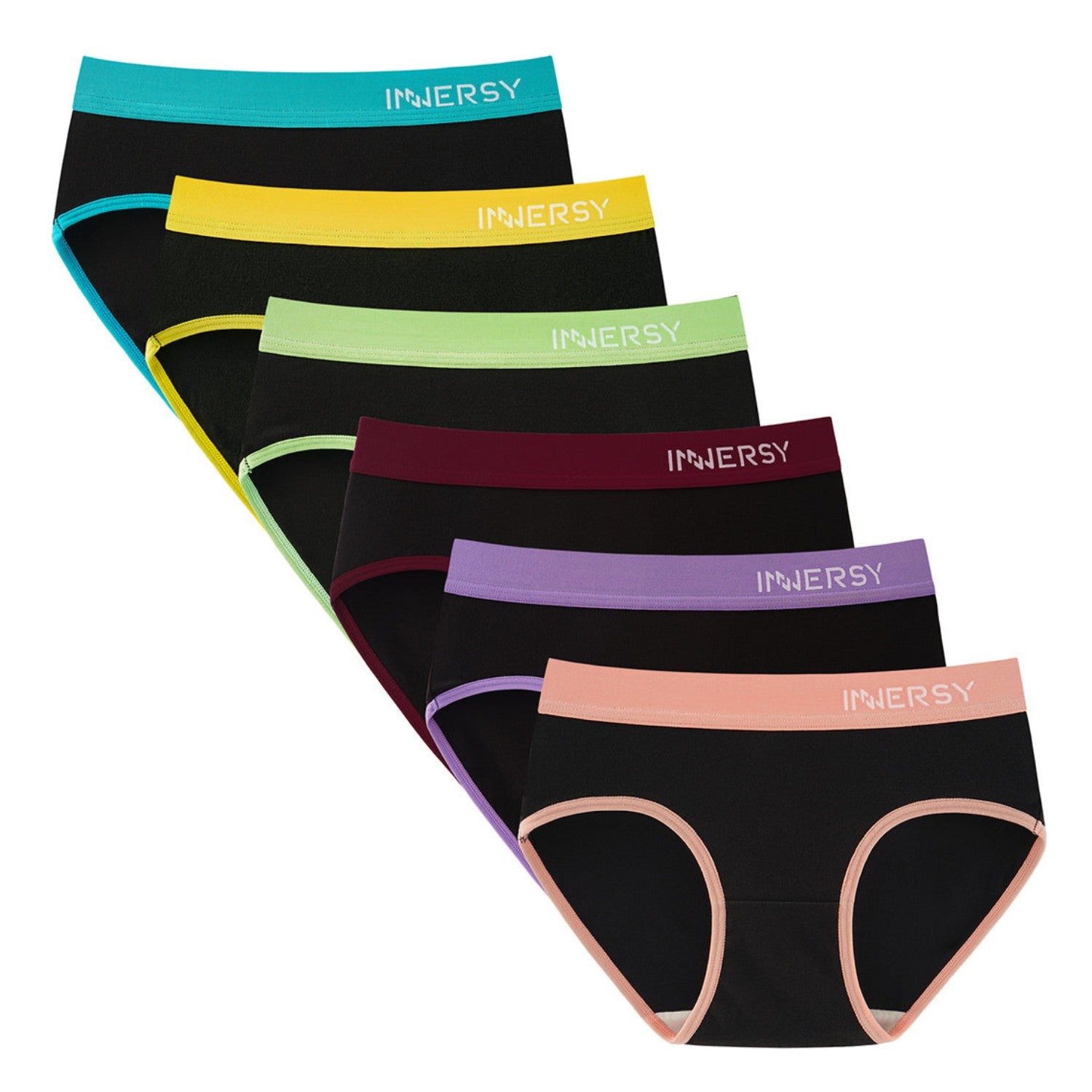 Girls Aged 8-16 Contrasting Color Briefs 6-Pack