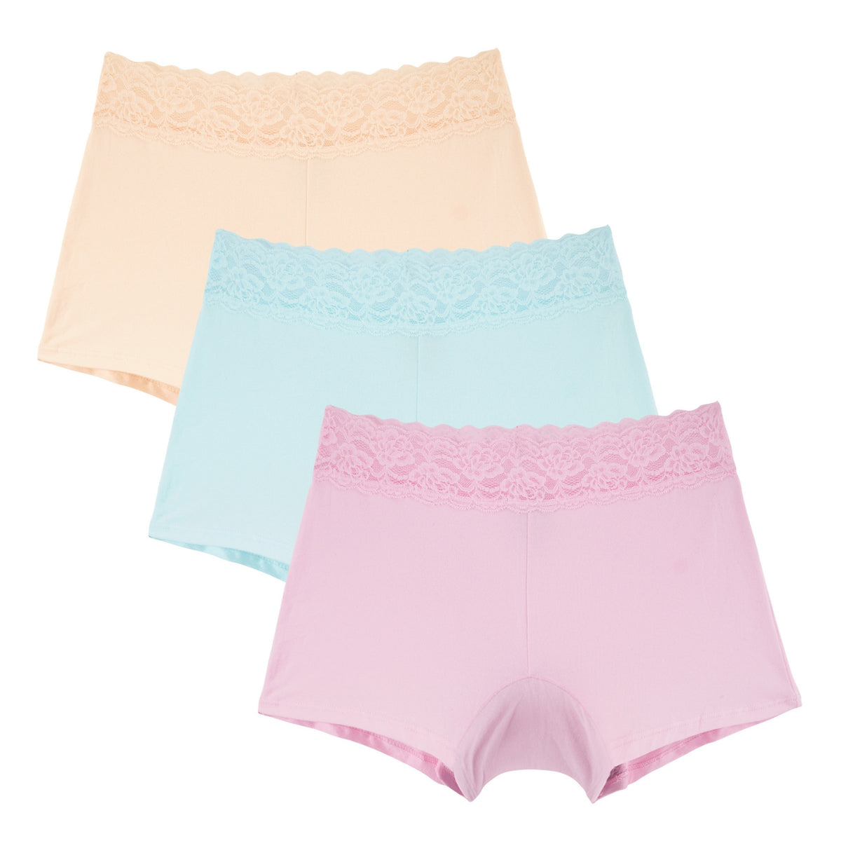 Women's Lace Cotton Soft Boyshorts 3-Pack
