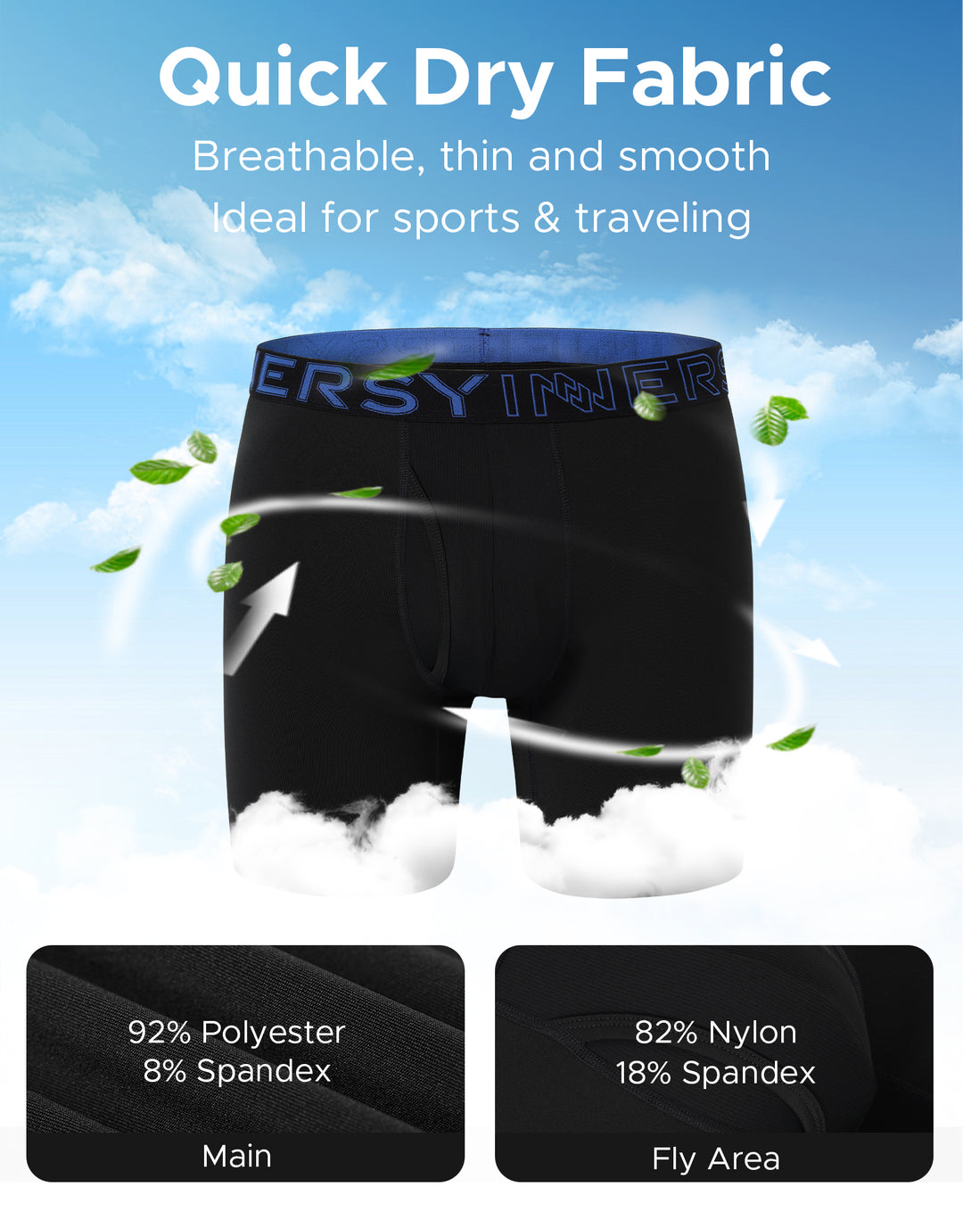 Men's Quick Dry Boxer Briefs for Travel&Workout 3-Pack