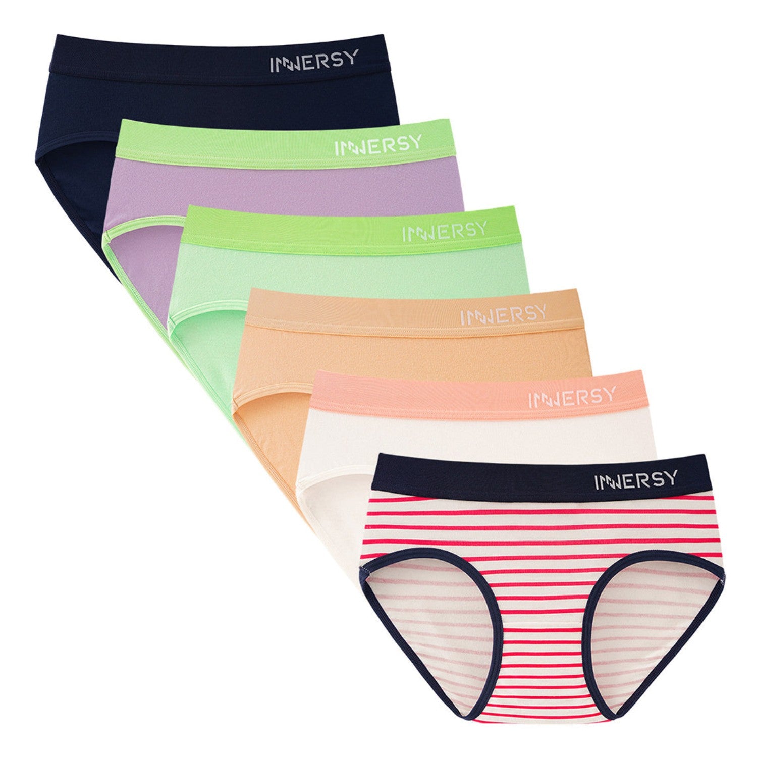 Girls Aged 8-16 Contrasting Color Briefs 6-Pack