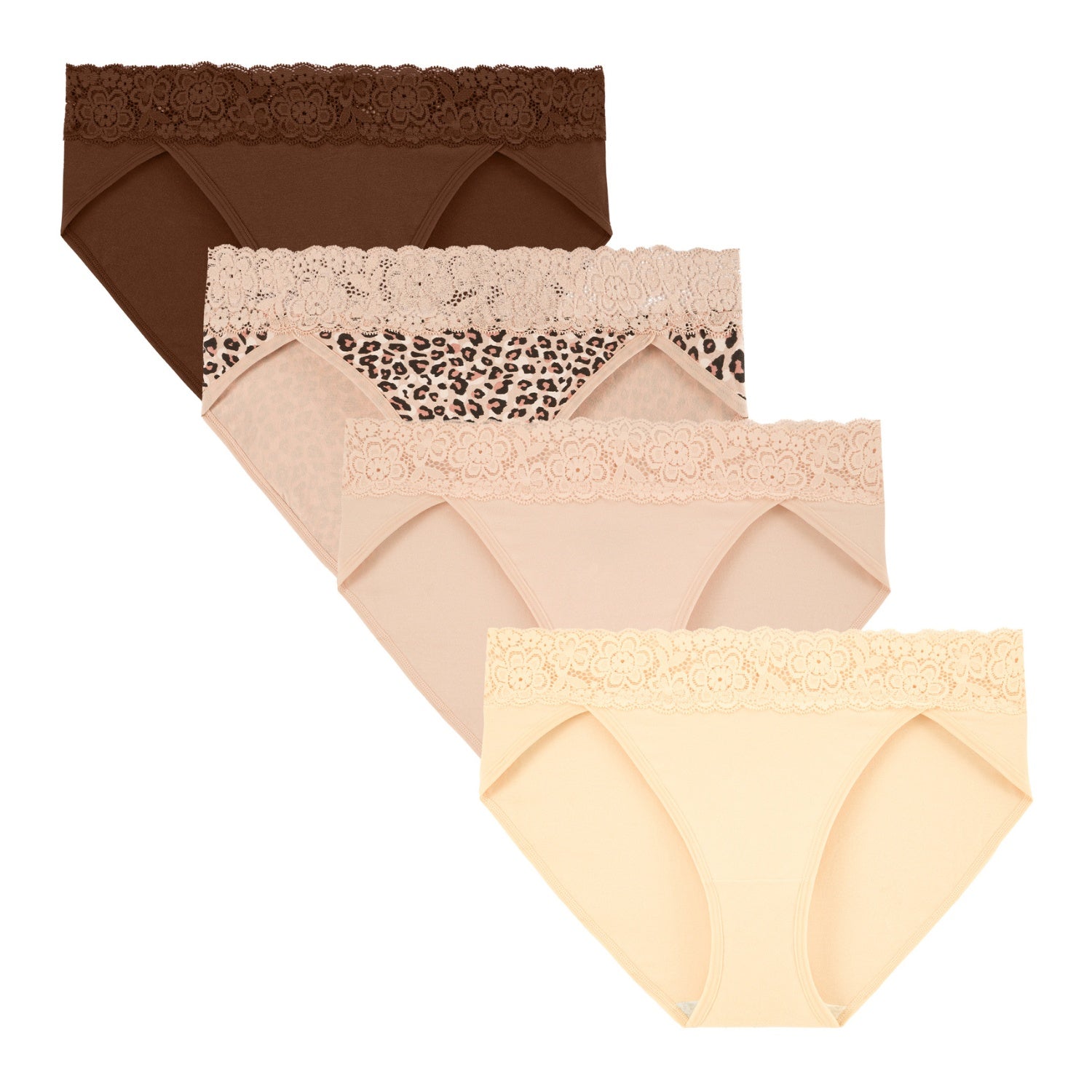 Women's High Cut Lace Bikini Panties 4-Pack