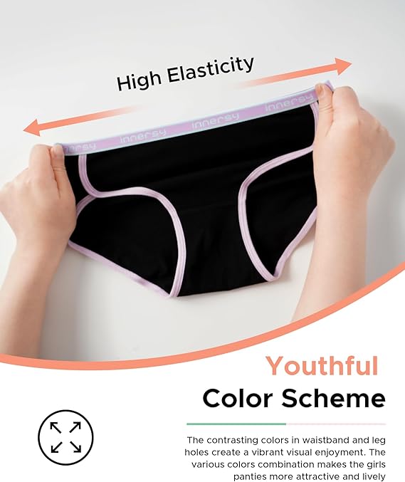 Girls’ Underwear Cotton Breathable Hipster Briefs Girls Panties 6 Pack