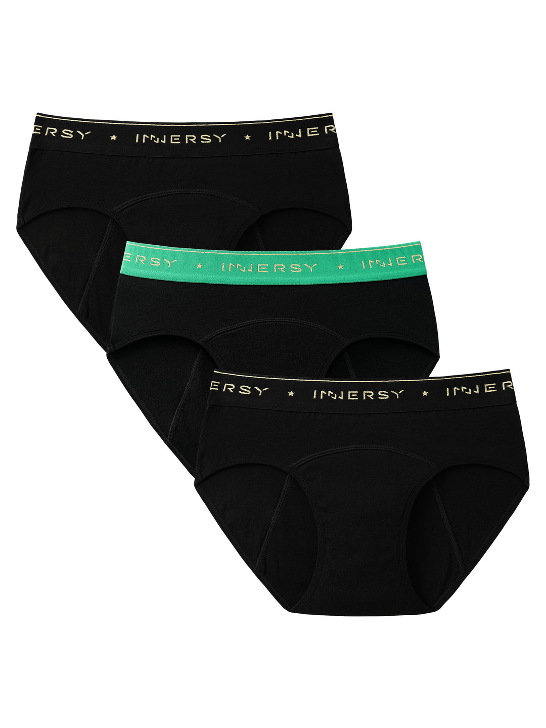 INNERSY Underwear for Teen Girls Soft Cotton Briefs Mid- Rise Panties  6-Pack（S(8-10 yrs), Black)