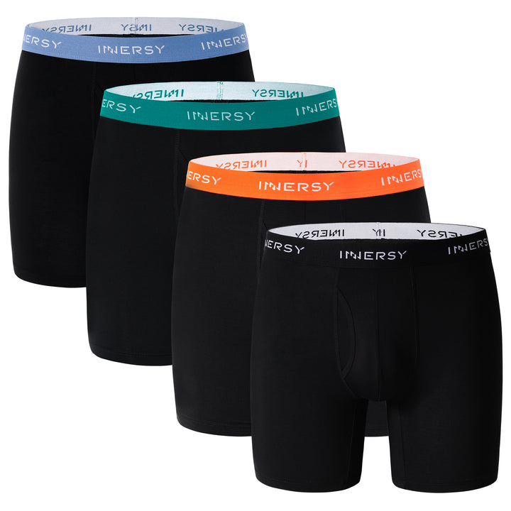 Men's Bamboo Viscose Boxer Briefs Moisture-Wicking Underwear 4-Pack