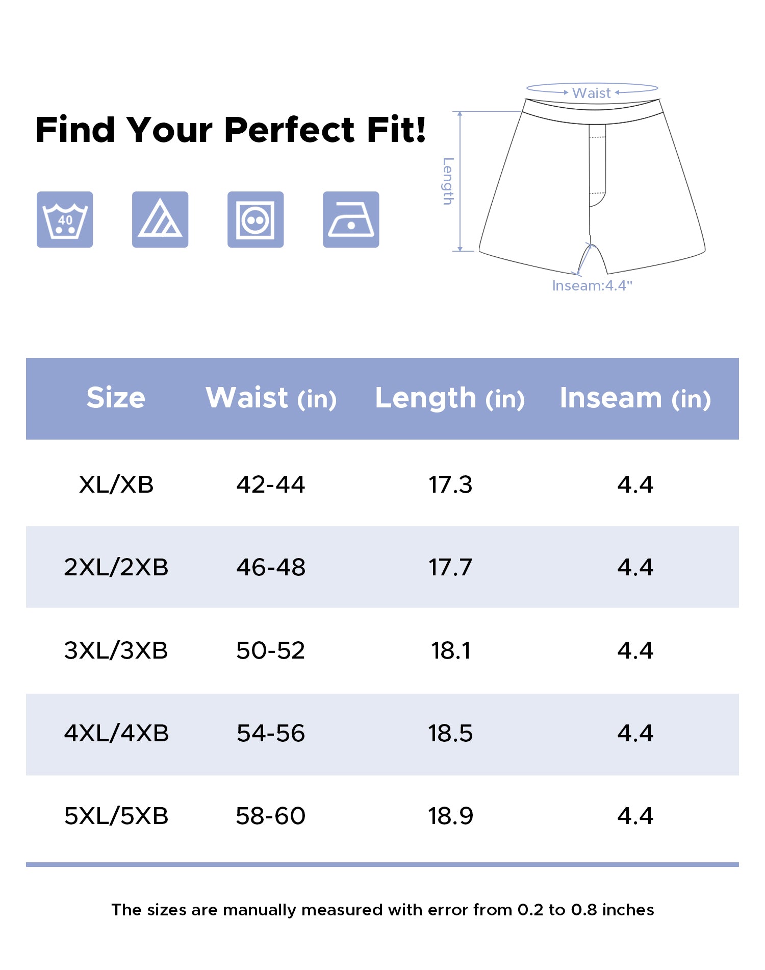 Men's Cotton Plus Size Loose Fit Boxers 4-Pack