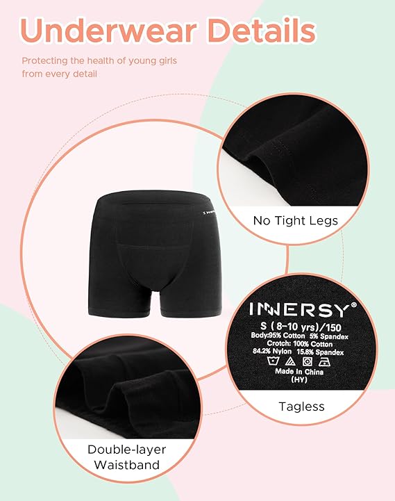 Girls Aged 8-16 Period Trunks Underwear 3-Pack