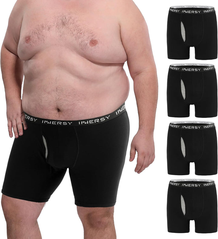 Men's Cotton Plus Size Boxer Briefs 4-Pack