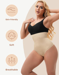 Women's High Waisted Seamless Tummy Control Thong Shapewear 3-Pack