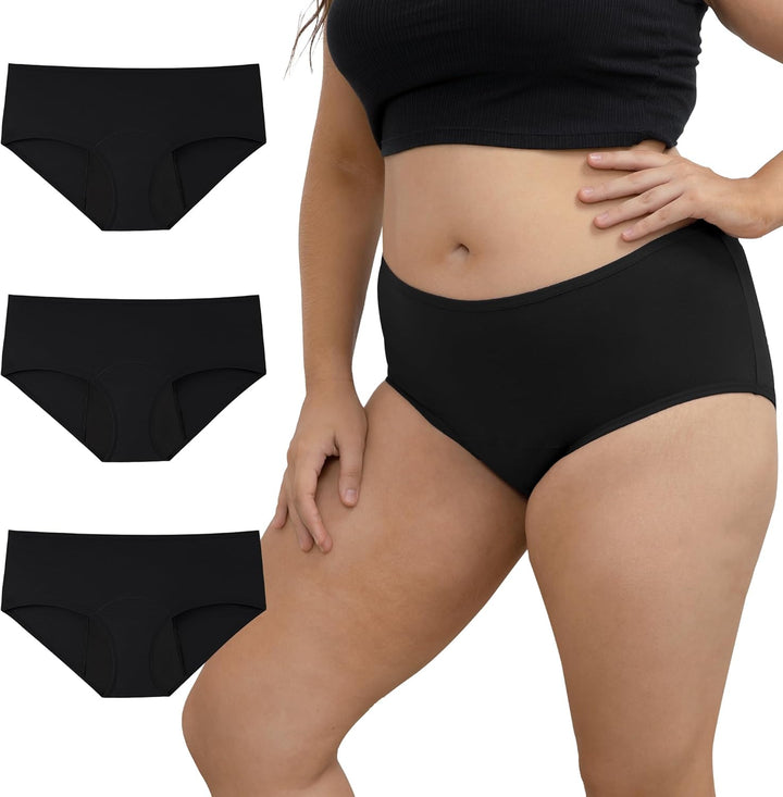 Women's Plus Size Leak-Proof Period Panties 3-Pack