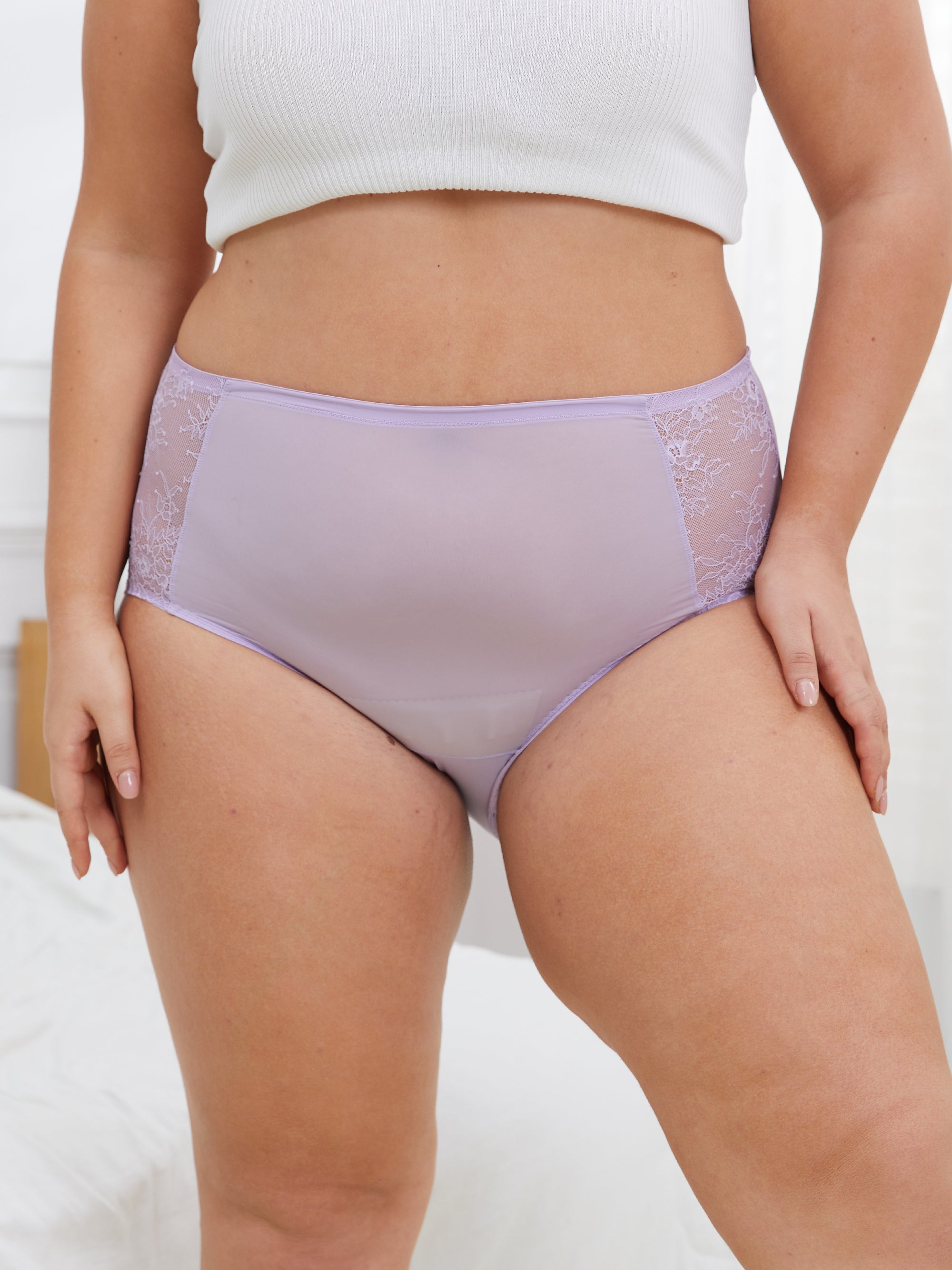 Women's Plus Size Lace Nylon High Waisted Panties 3-Pack