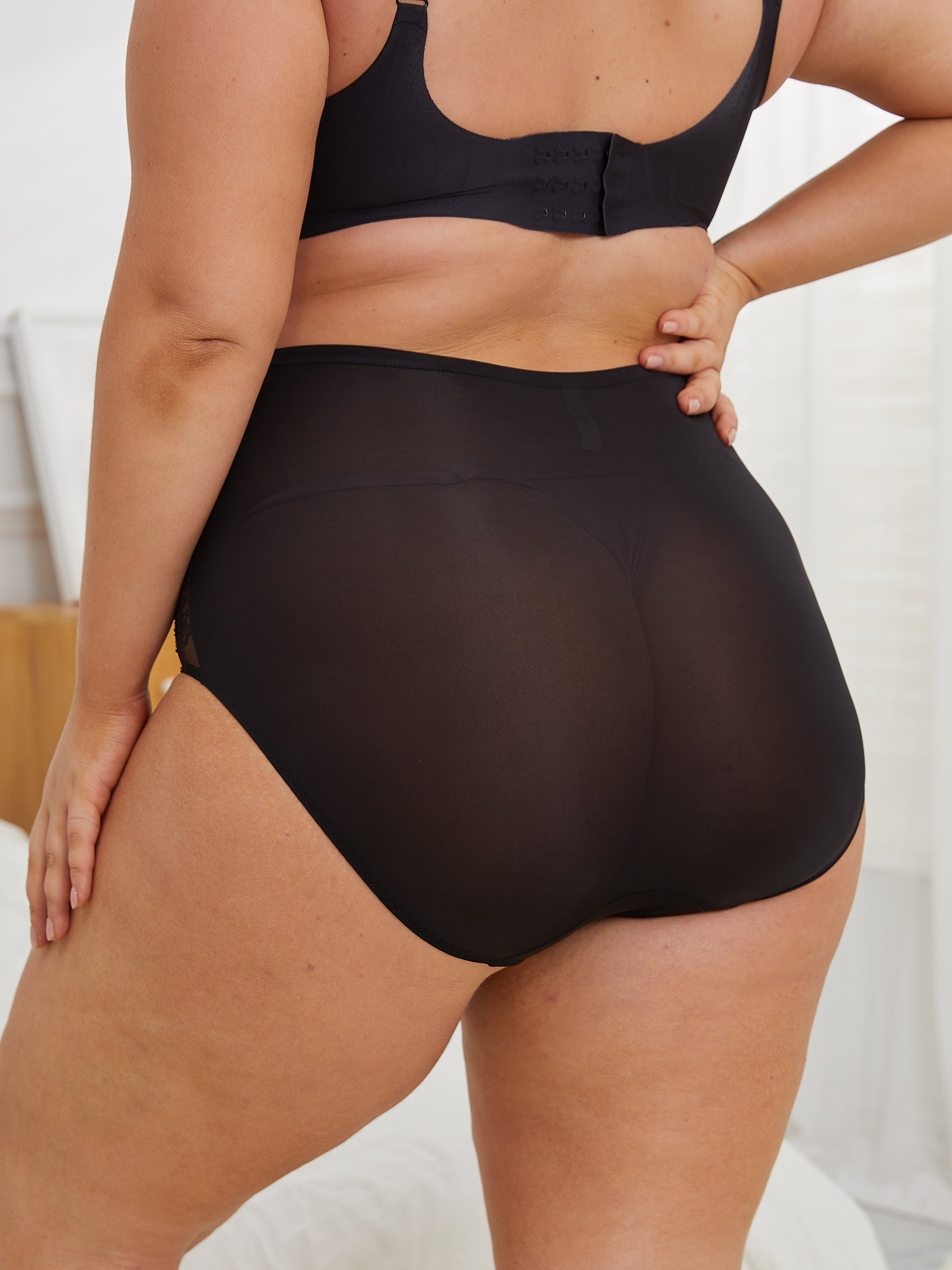 Women's Plus Size Lace Nylon High Waisted Panties 3-Pack