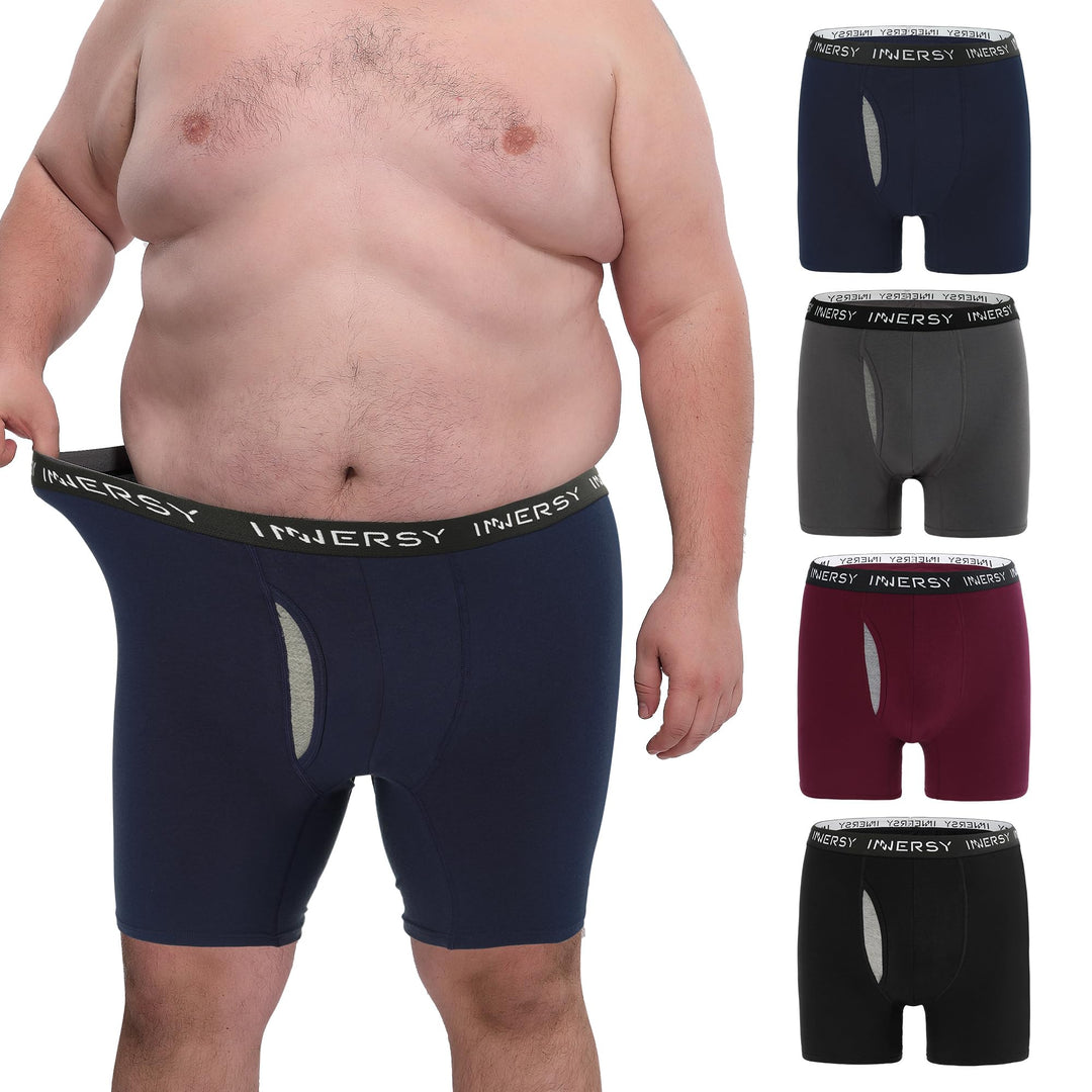 Men's Cotton Plus Size Boxer Briefs 4-Pack