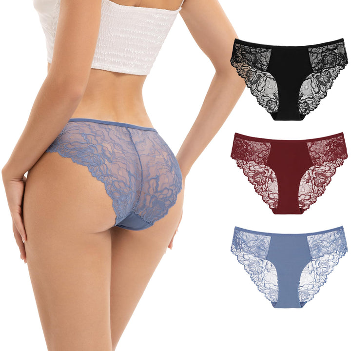 Women's Lace Cheeky Bikini Panties 3-Pack