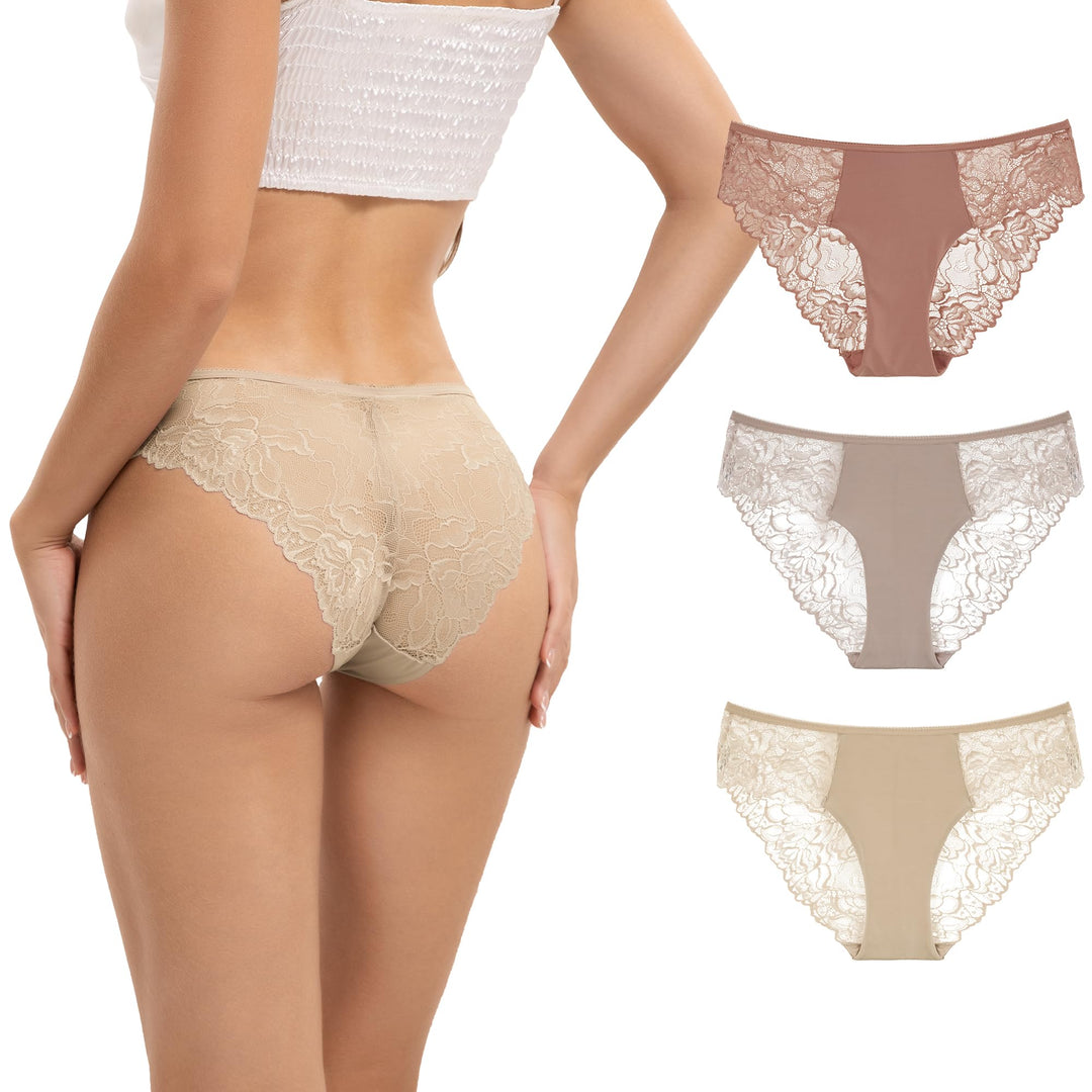 Women's Lace Cheeky Bikini Panties 3-Pack