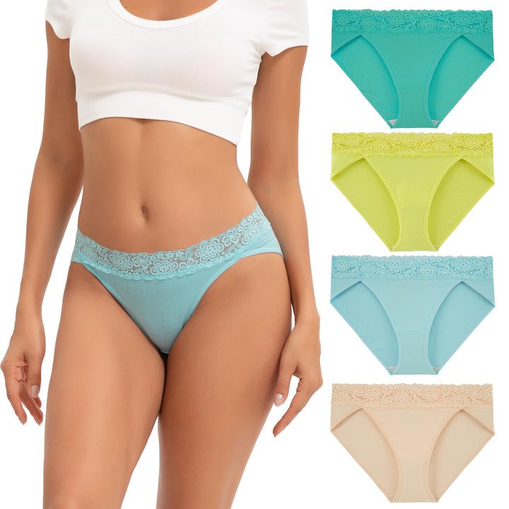 Women's High Cut Lace Bikini Panties 4-Pack