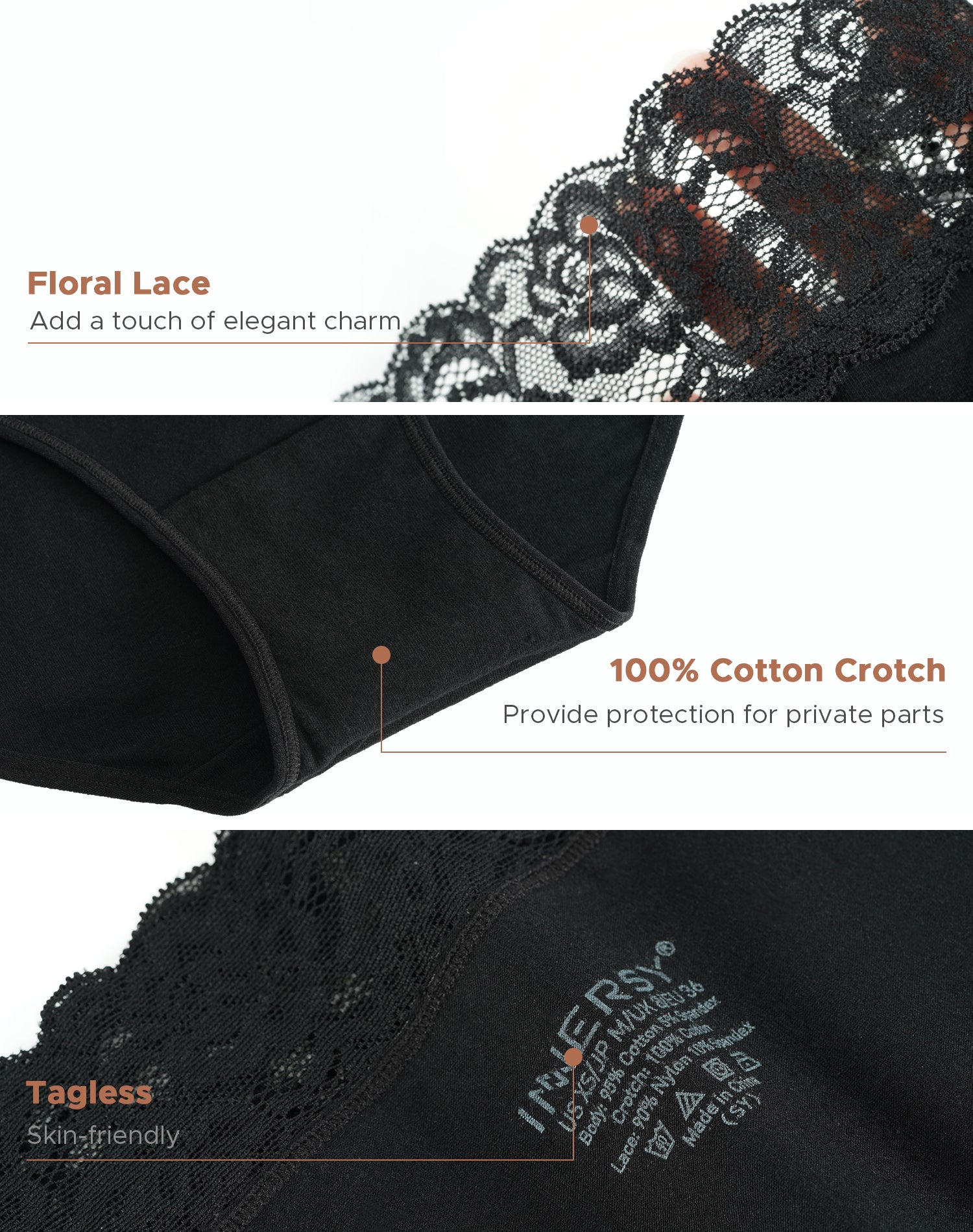Women's Cotton Lace Briefs 5-Pack